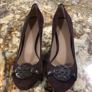Tory Burch Mini Miller Suede Coconut Block Heels 8